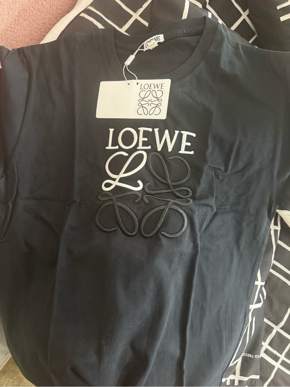 Loewe Black T-Shirt with White Logo Tag